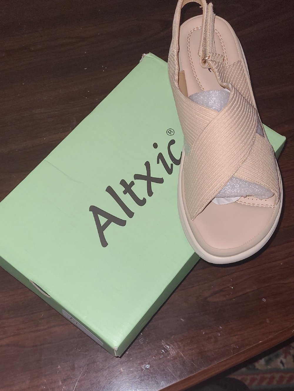 Altxic Nude Crisscross Slingback Sandal